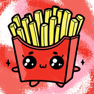 a cute. french fries