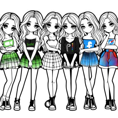 a group of girls realistic