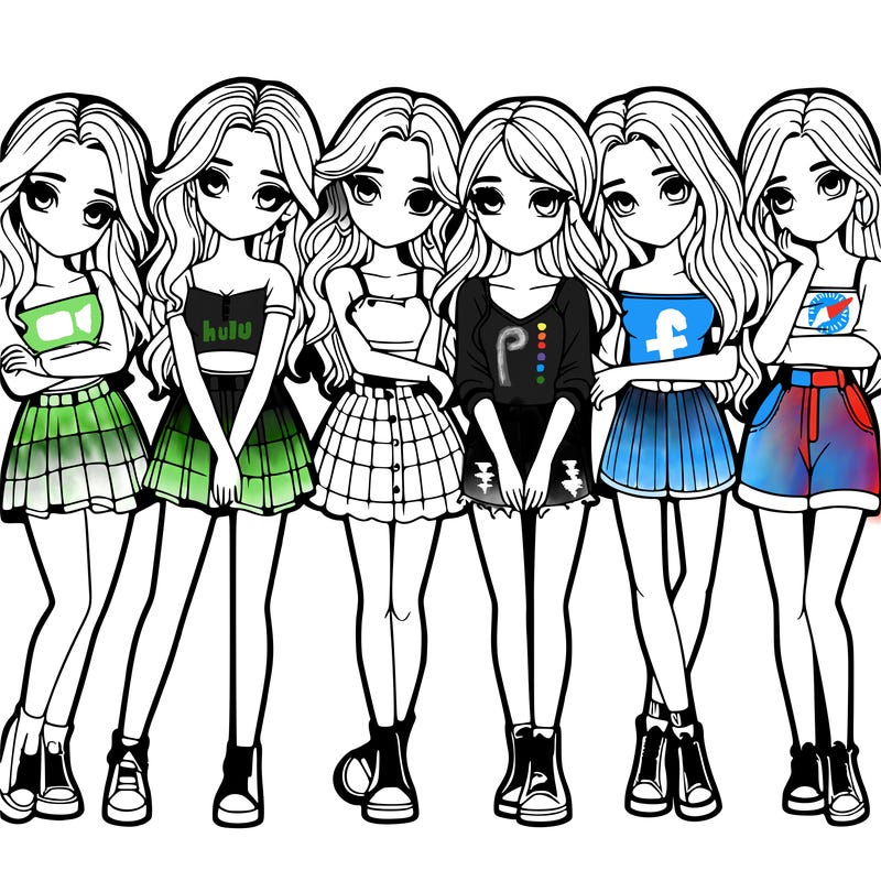 a group of girls realistic