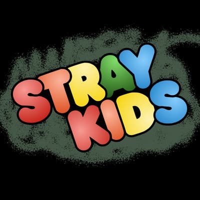 bubble letters saying stray kids