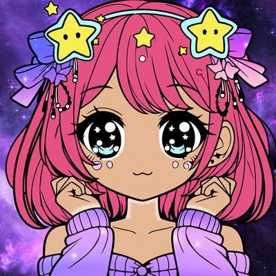 cute anime girl eith star accessories