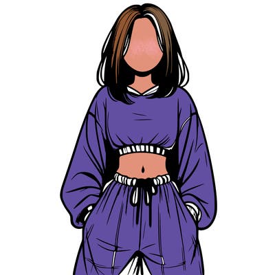realistic girl faceless with baggy pants and a crop top