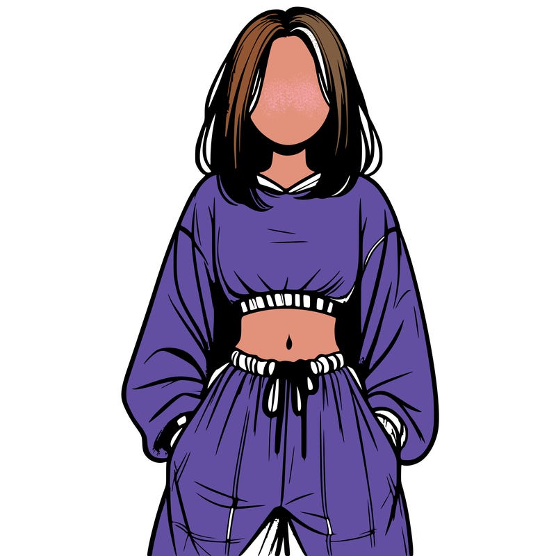 realistic girl faceless with baggy pants and a crop top