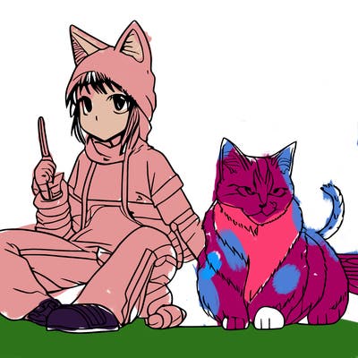 manga character with a cat