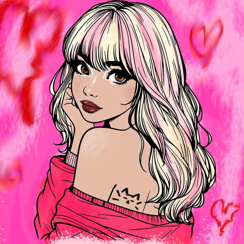 realistic girl with bangs looking over her shoulder