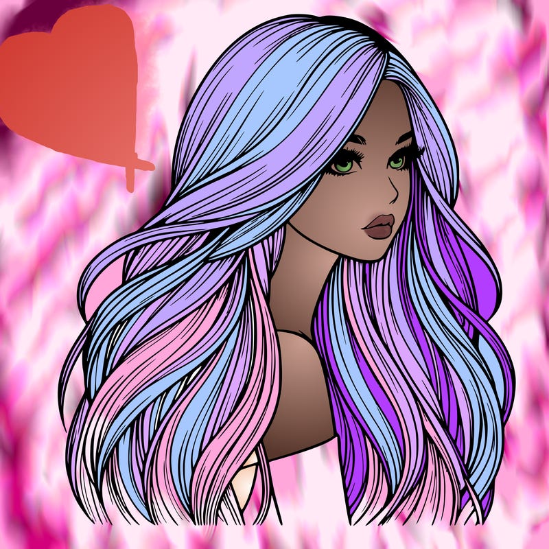 realistic girl with long realistic hair