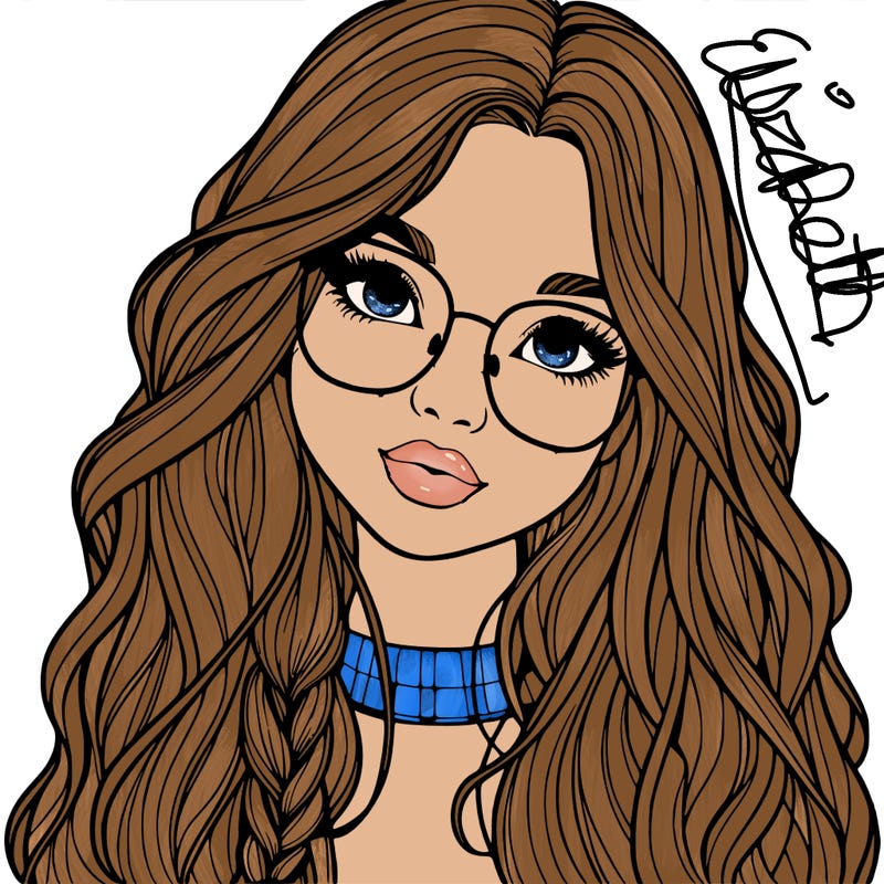 girl with long hair and freckles and glasses realistic