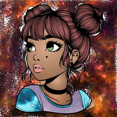 realistic girl with spacebuns