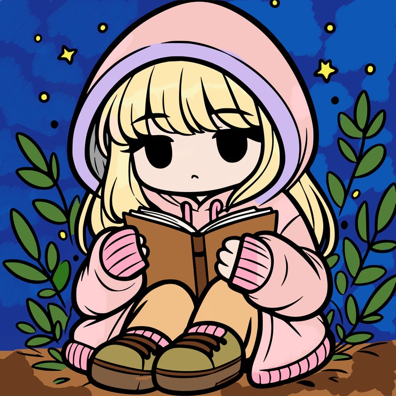 girl in oversized hoodie reading a book