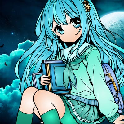 anime schoolgirl holding books