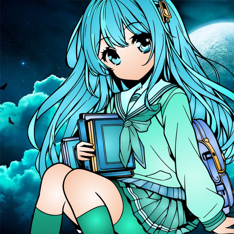anime schoolgirl holding books