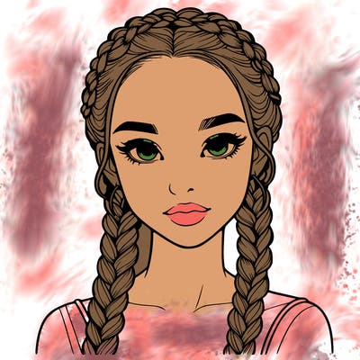 realistic girl with braids