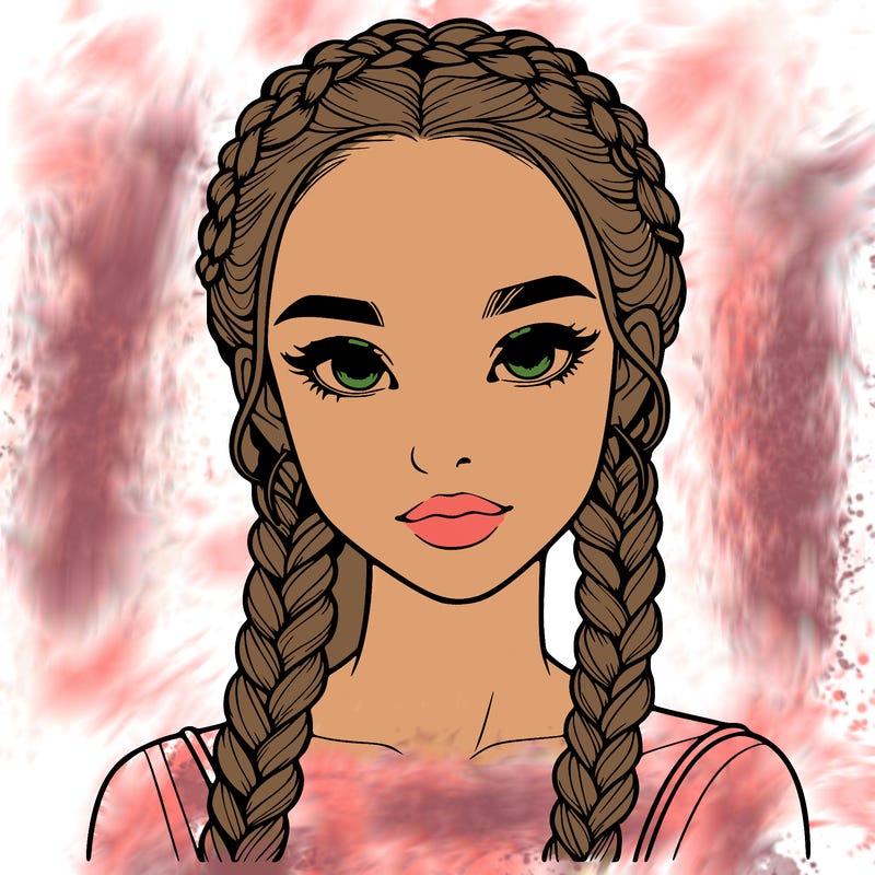 realistic girl with braids