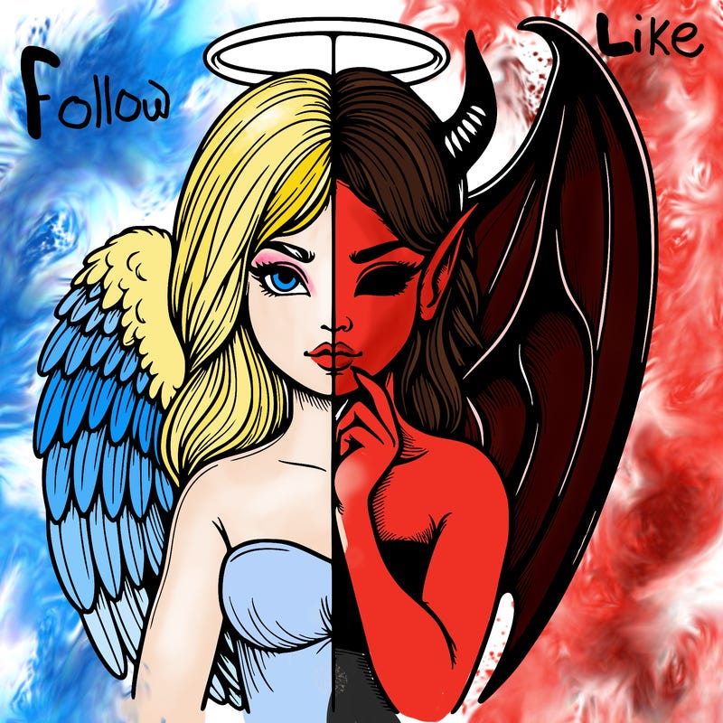 realistic angel half demon