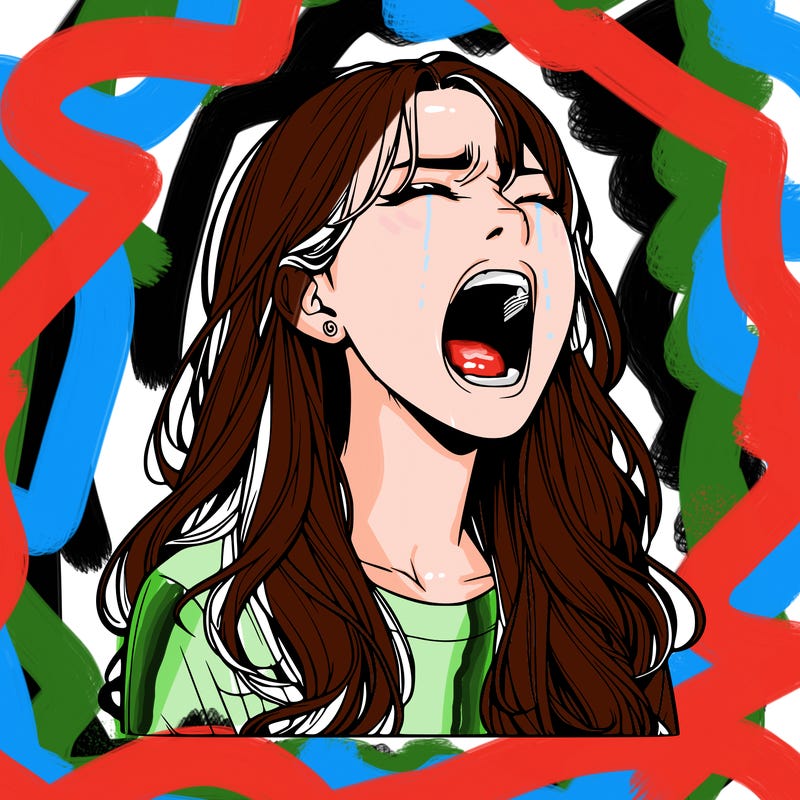 screaming realistic, girl