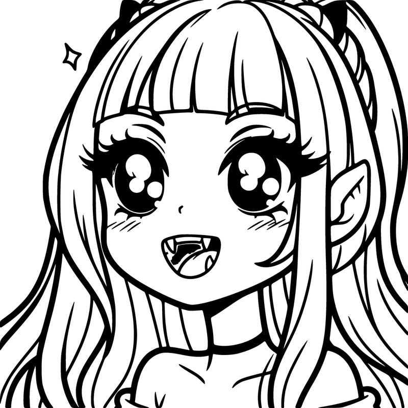 girl with fangs and long hair