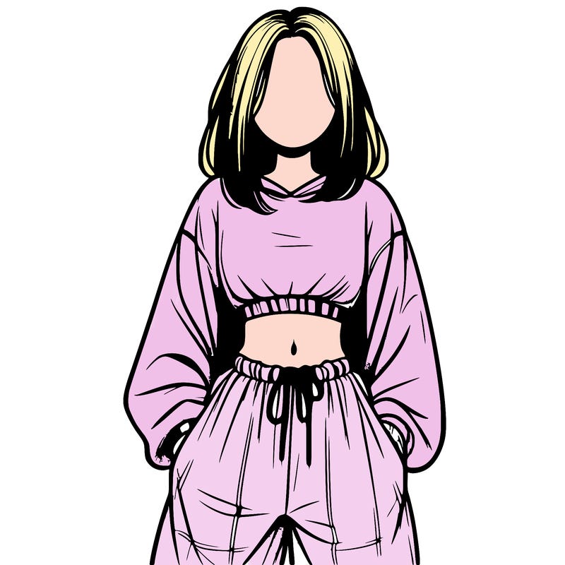 realistic girl faceless with baggy pants and a crop top