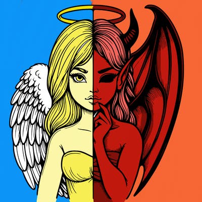 realistic angel half demon