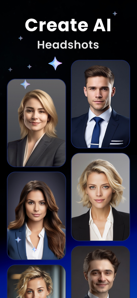 A variety of professional AI generated headshots for business profiles