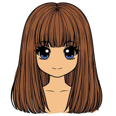 straight hair with bangs realistic