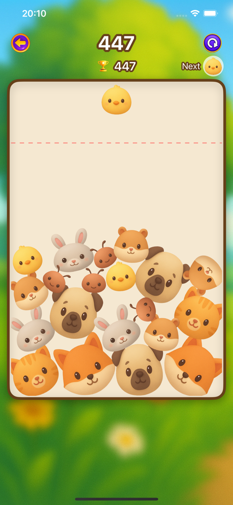 Offline Games for Watch! - Gameplay of the Animal Match puzzle featuring cute cartoon animal faces on a mobile screen