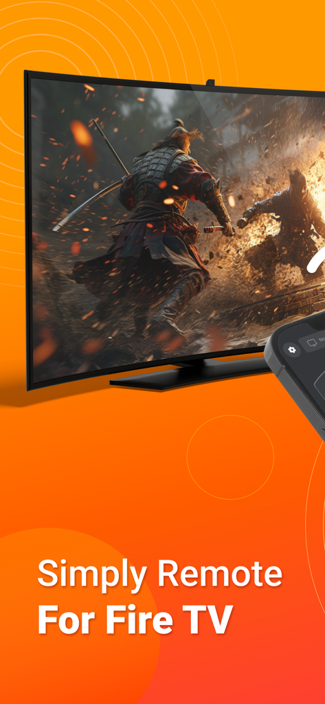 Amazon Fire TVを操作するためのスマートフォンアプリインターフェース。画面には映画が再生されています