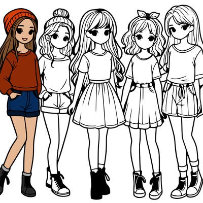 a group of five girls