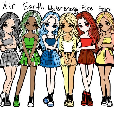 a group of girls realistic