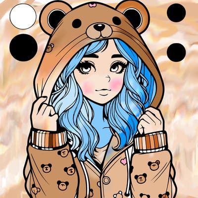 realistic girl in a animal pjs hoodie