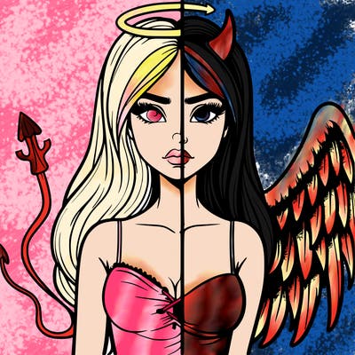 devil vs angel realistic girl