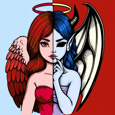 realistic angel half demon