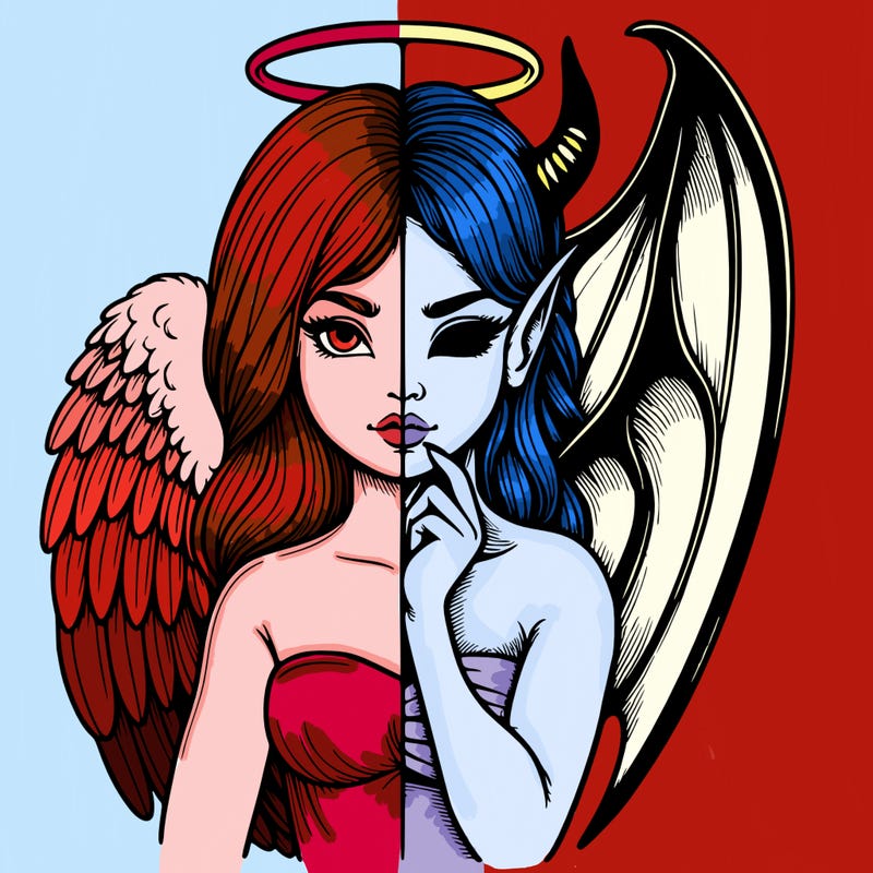 realistic angel half demon