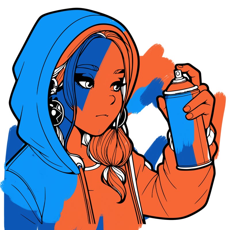 a realistic girl, spray painting