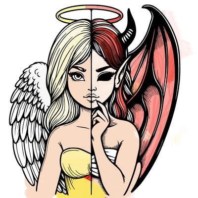 realistic angel half demon