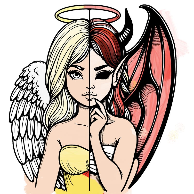 realistic angel half demon