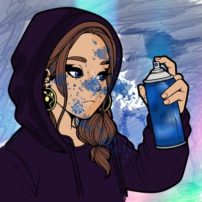 a realistic girl, spray painting