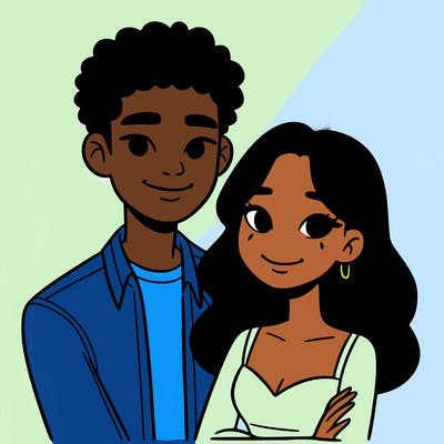 black woman and asian man couple