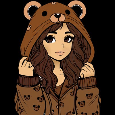 realistic girl in a animal pjs hoodie