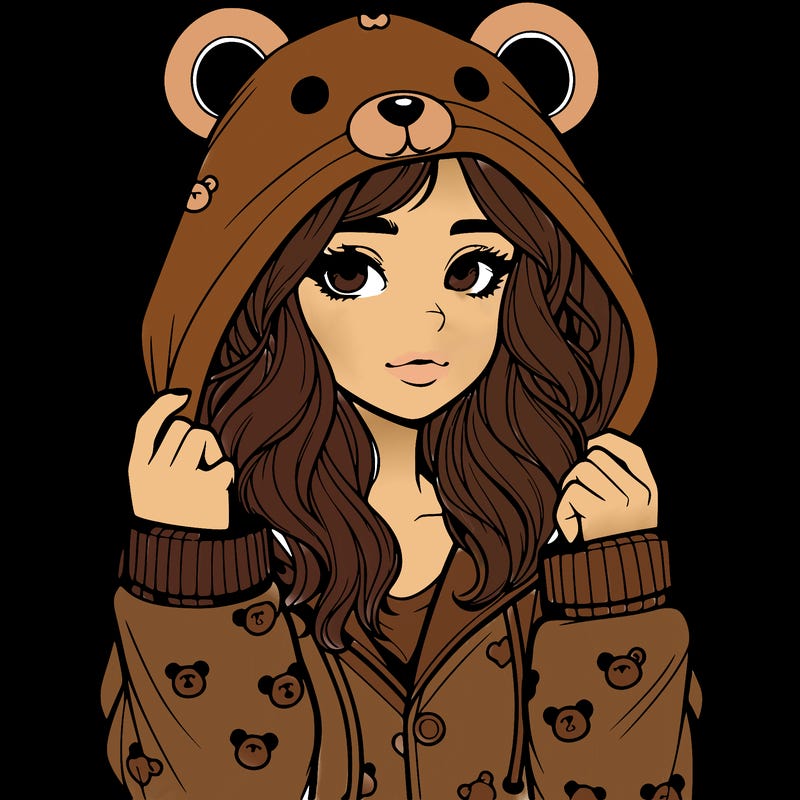 realistic girl in a animal pjs hoodie