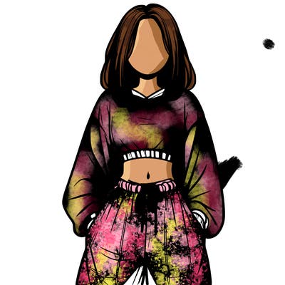 realistic girl faceless with baggy pants and a crop top