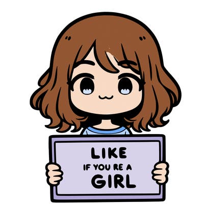 a cute girl holding a sign that says like if you’re a girl
