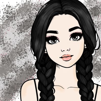 realistic girl with braids