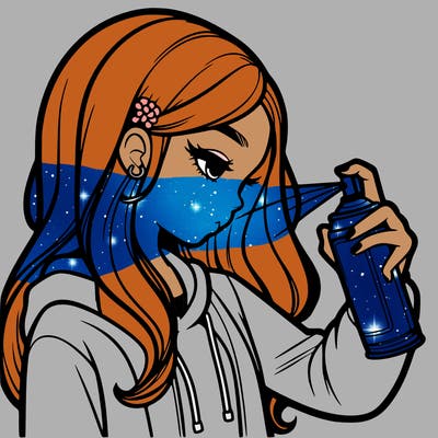 a realistic girl spray painting