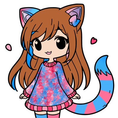 girl with cat ears and tail