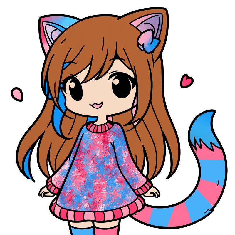 girl with cat ears and tail