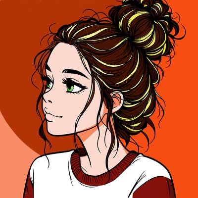 a realistic girl with a messy bun