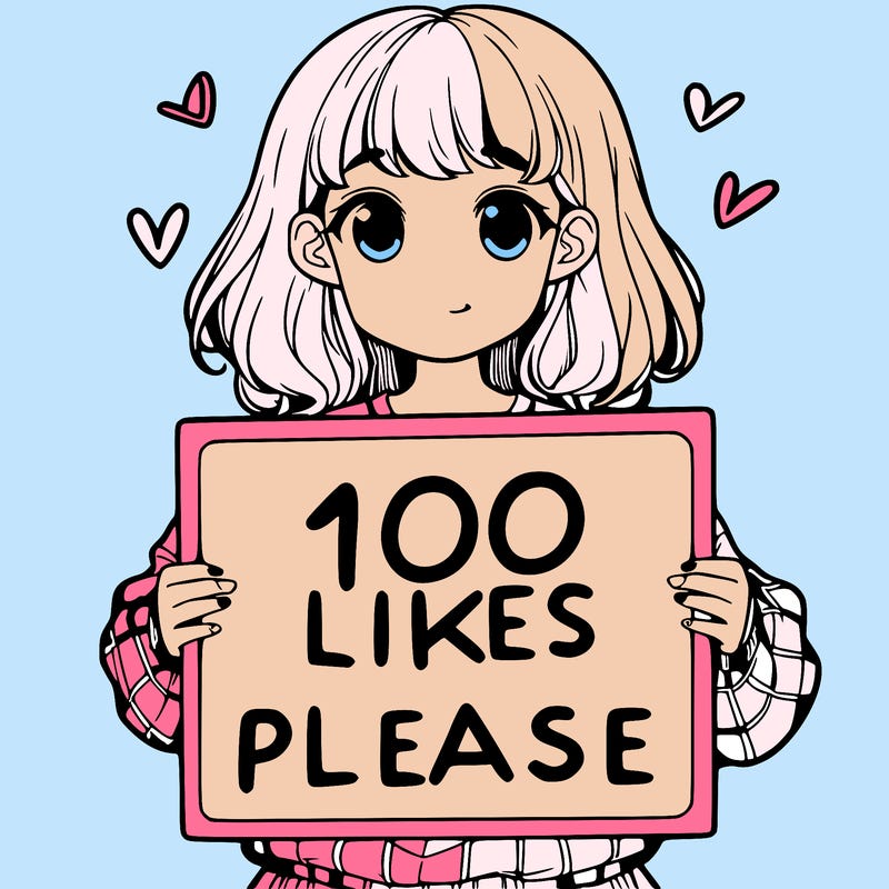 a girl holding a sign saying 100 likes please