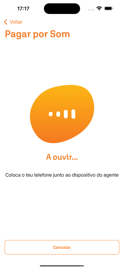 Interface de pagamento por som na aplicação de carteira móvel e-Kwanza.