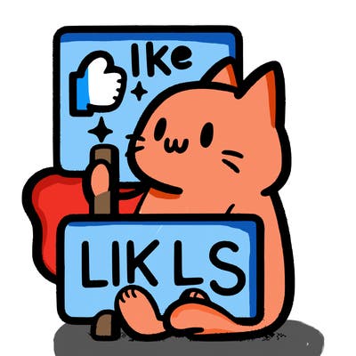 cat holding sign saying like pls