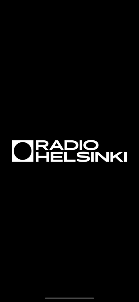 Radio Helsinki - Radio Helsinki minimalist logo on a black splash screen